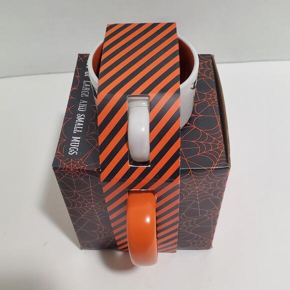 Halloween Mummy & Mini Mug Set Coffee Tea Cup Orange White Holiday Gift New - Picture 4 of 12